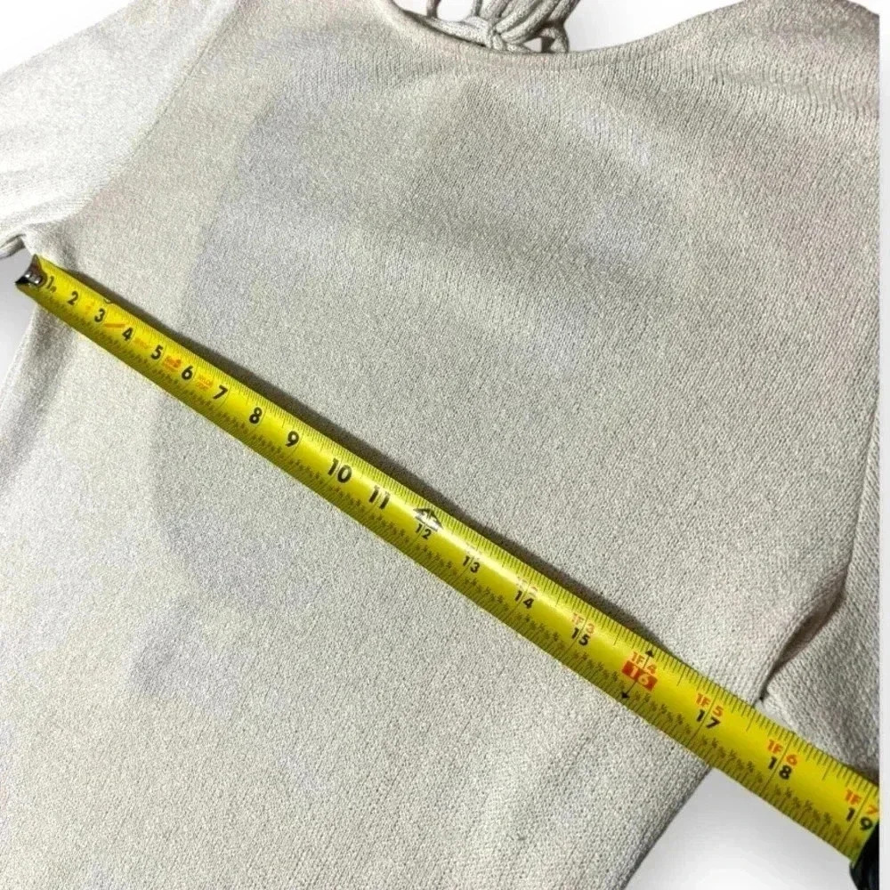 Divided H&M Long Bell Sleeve Cream Lightweight Cutout Tie Back Mini Shift Dress - Picture 11 of 16